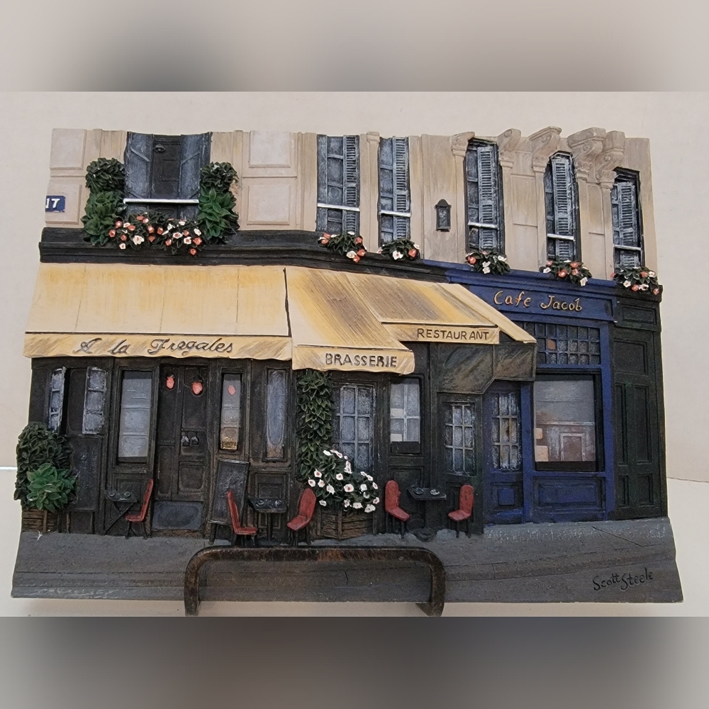 Scott Steele French Street Shops Ceramic Textured Tile 8"×6" Signed Pre-owned